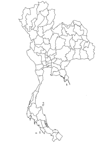 Outline map of thailand with regions coloring page free printable coloring pages