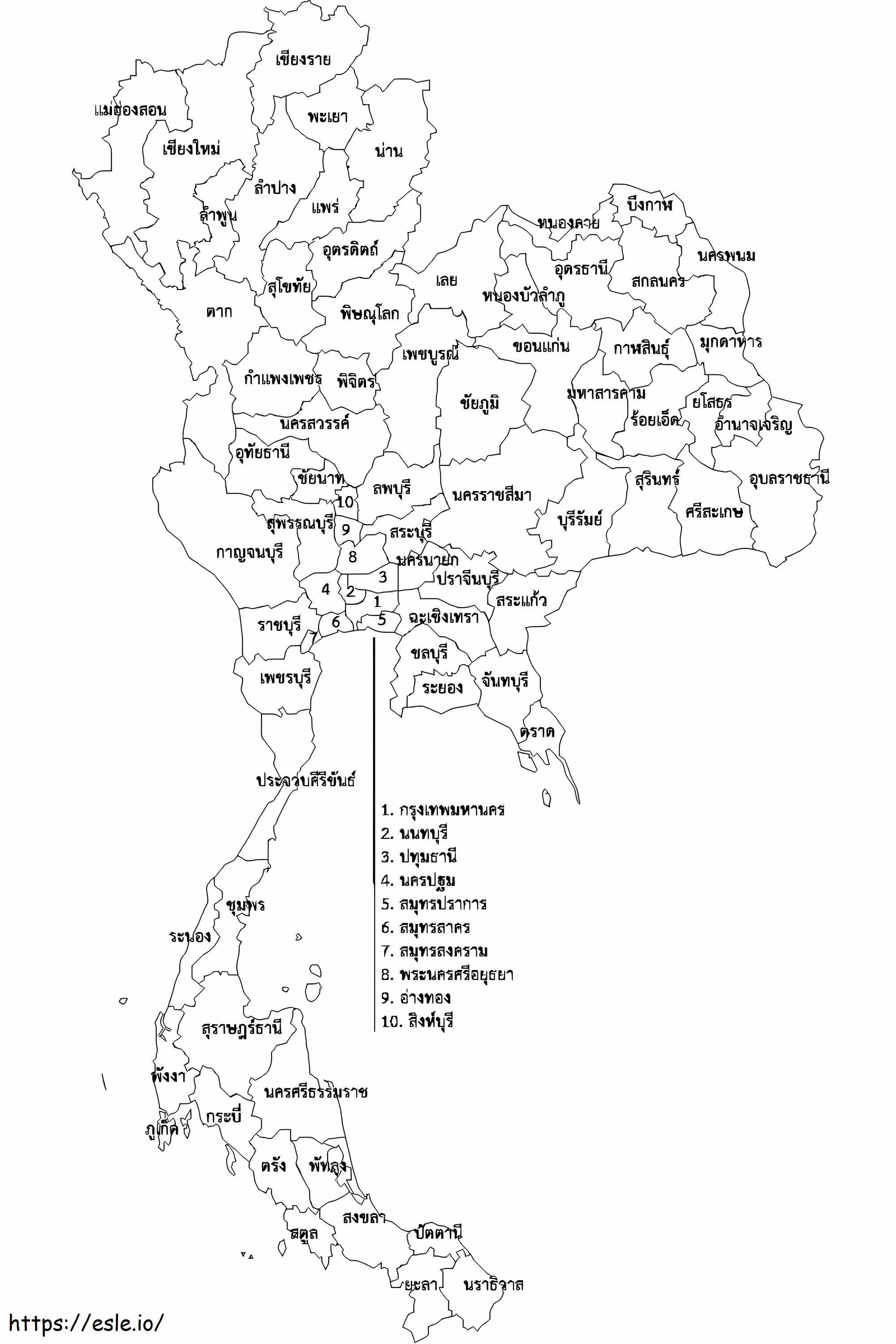 Thailand map coloring page