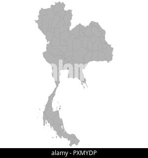 Mapa de las region de tailandia ilustraciãn en blanco y negro imagen vector de stock