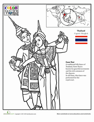 Color the world thailand worksheet education coloring pages world thinking day thailand