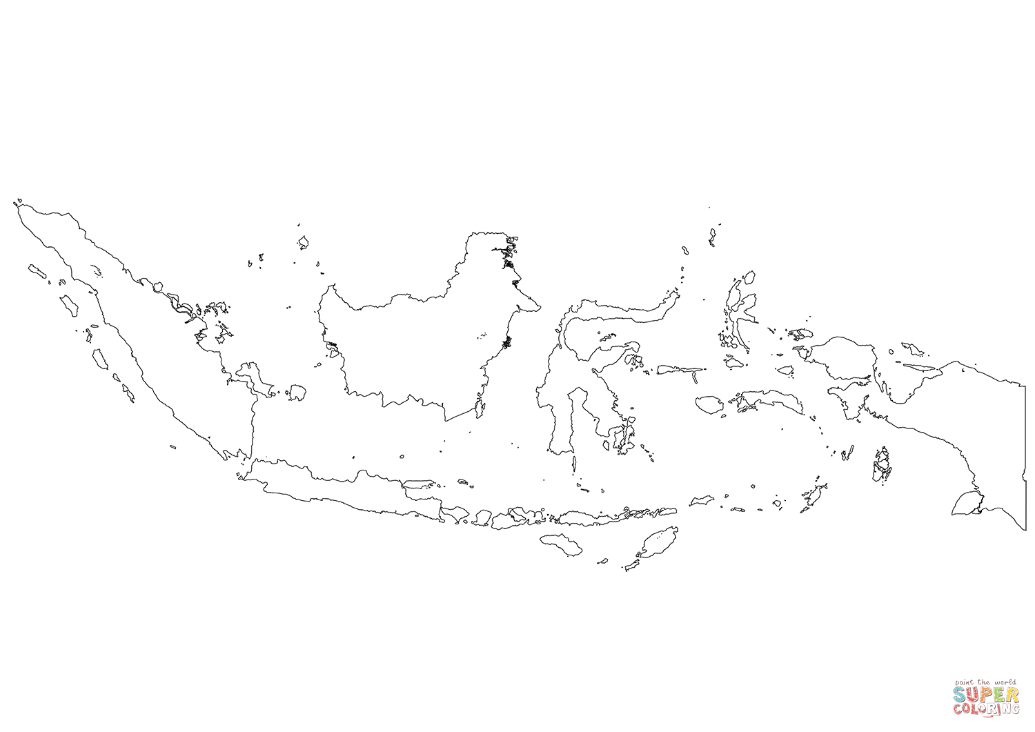 Dibujo de mapa mudo de indonesia con regiones para colorear dibujos para colorear imprimir gratis