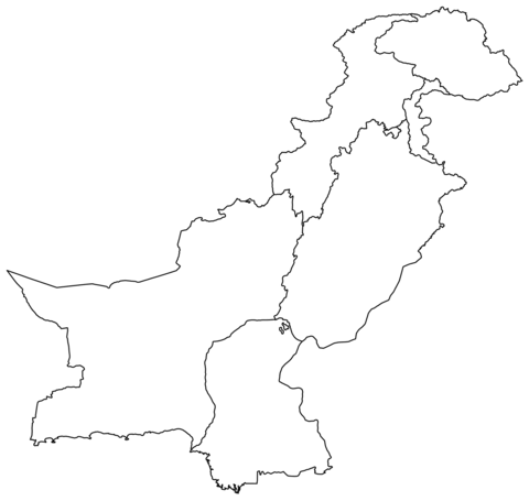 Dibujo de mapa mudo de pakistãn con regiones para colorear dibujos para colorear imprimir gratis