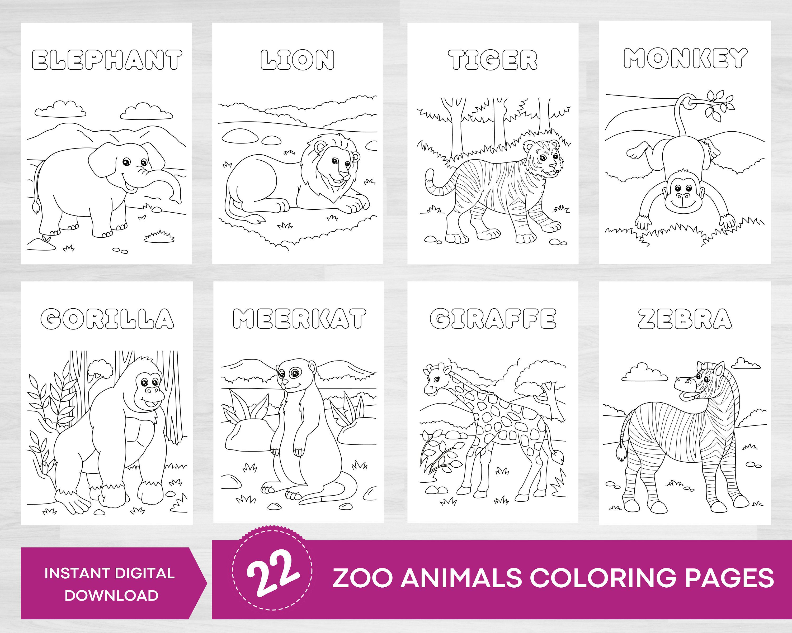 Pãginas para colorear de animales del zoolãgico pãginas para colorear de animales coloraciãn de animales animales de safari libro para colorear para niãos actividades de fiesta colorear