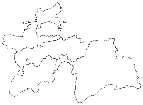 Dibujo de mapa mudo de tayikistãn con regiones para colorear dibujos para colorear imprimir gratis