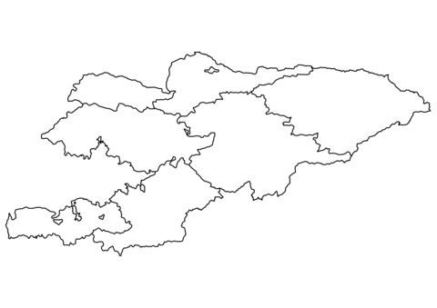 Dibujo de mapa mudo de kirguistãn con regiones para colorear dibujos para colorear imprimir gratis