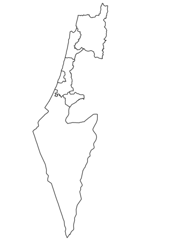 Dibujo de mapa mudo de israel con regiones para colorear dibujos para colorear imprimir gratis