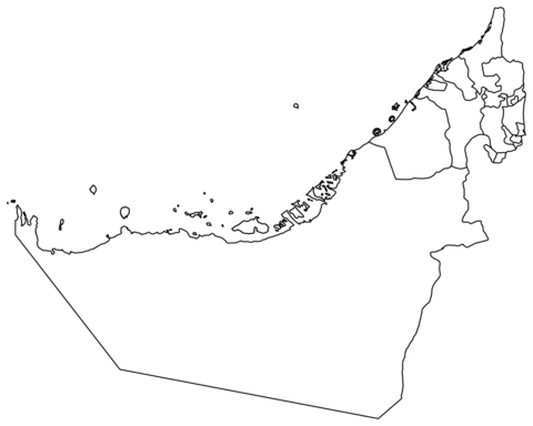 Dibujo de mapa mudo de emiratos ãrabes unidos con regiones para colorear dibujos para colorear imprimir gratis