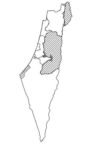 Dibujo de mapa de contorno de israel con regiones para colorear dibujos para colorear imprimir gratis