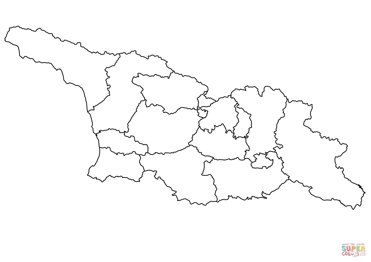 Outline map of georgia with regions coloring page free printable coloring pages