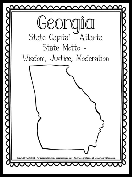 Georgia state outline coloring page free printable â the art kit