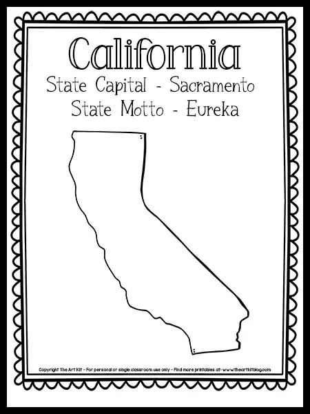 California state outline coloring page free printable â the art kit