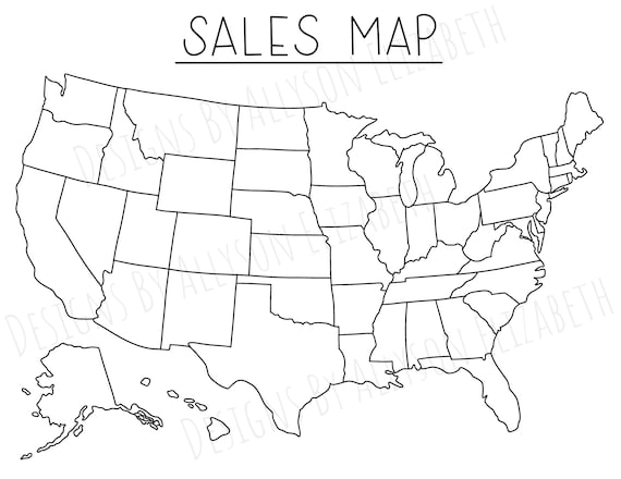 United states sales map coloring page to color in procreate printable map track your sales sales tracker color in us states