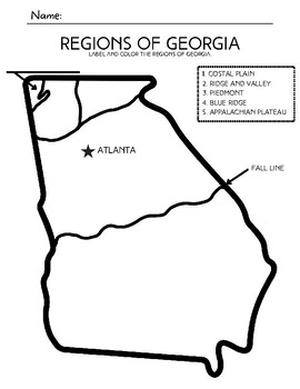 Georgia regions and facts by miss tiffanys resources tpt