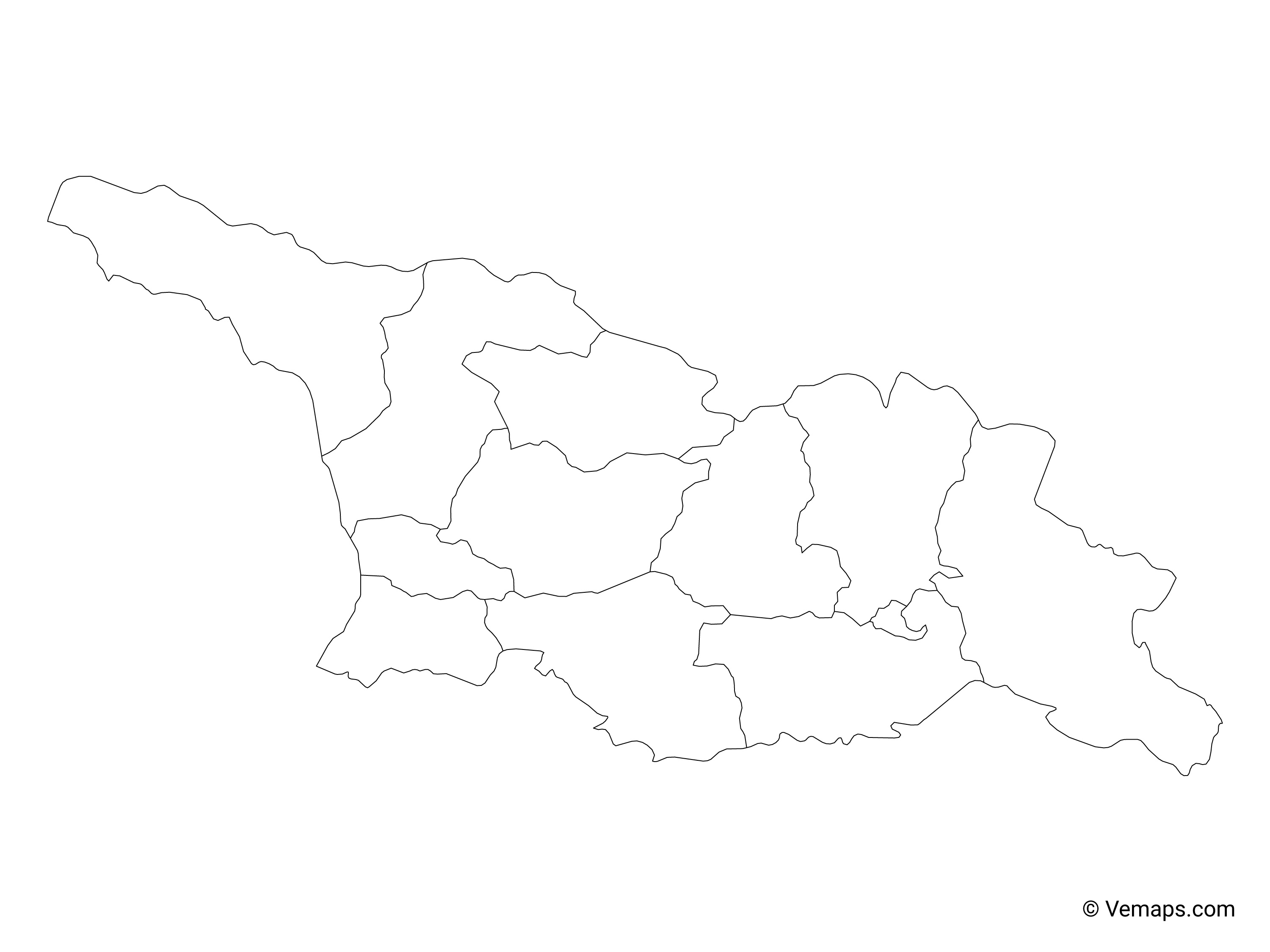 Outline map of georgia with regions free vector maps