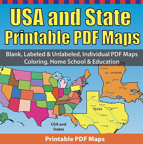 Usa states and territories printable blank pdf maps collection