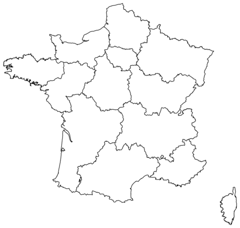 Outline map of france with regions coloring page free printable coloring pages