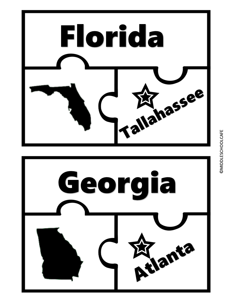 Southeast region us states puzzles made by teachers
