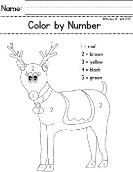 Reindeer numbers counting and color by number by shelley bean designs