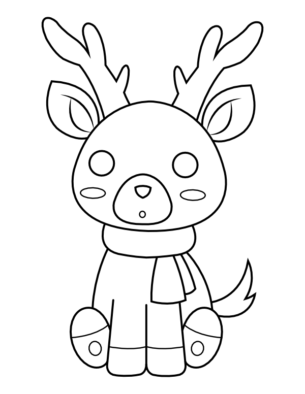 Printable kawaii reindeer coloring page