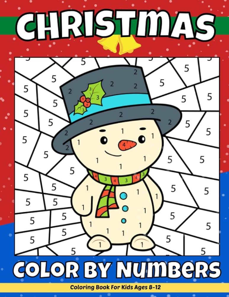 Christmas color by numbers coloring book for kids ages