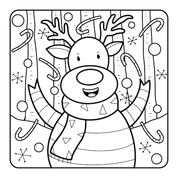 Reindeer christmas coloring sheet