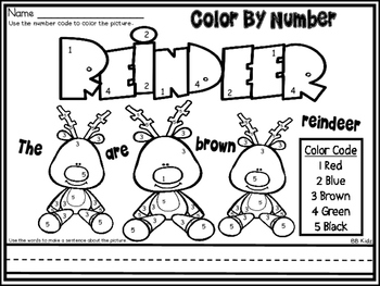 Free color by number christmas reindeer page by bb kidz tpt