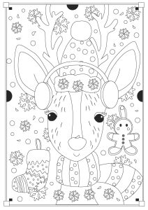 Reindeer coloring pages for adults kids