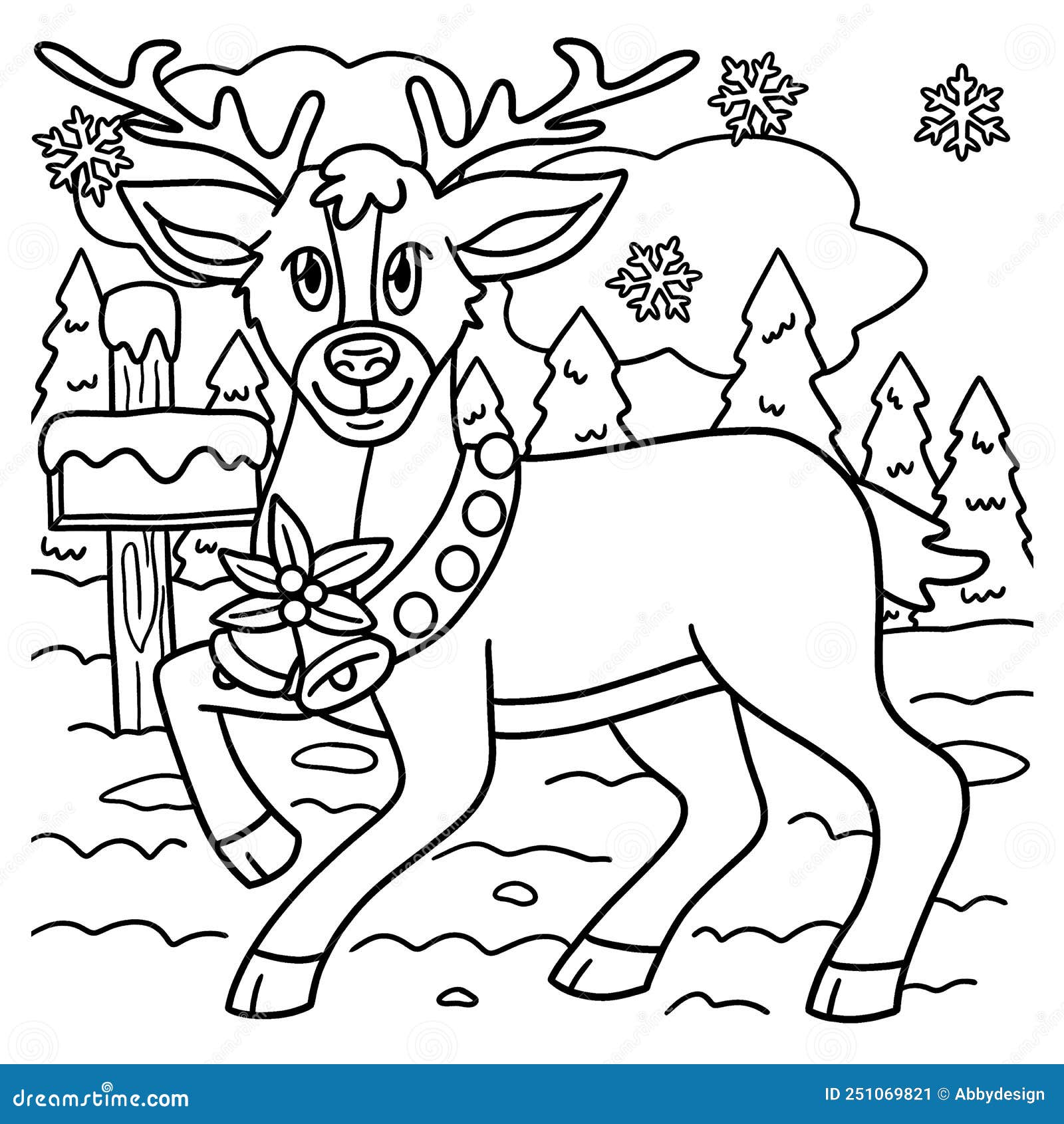 Christmas reindeer coloring page for kids stock vector