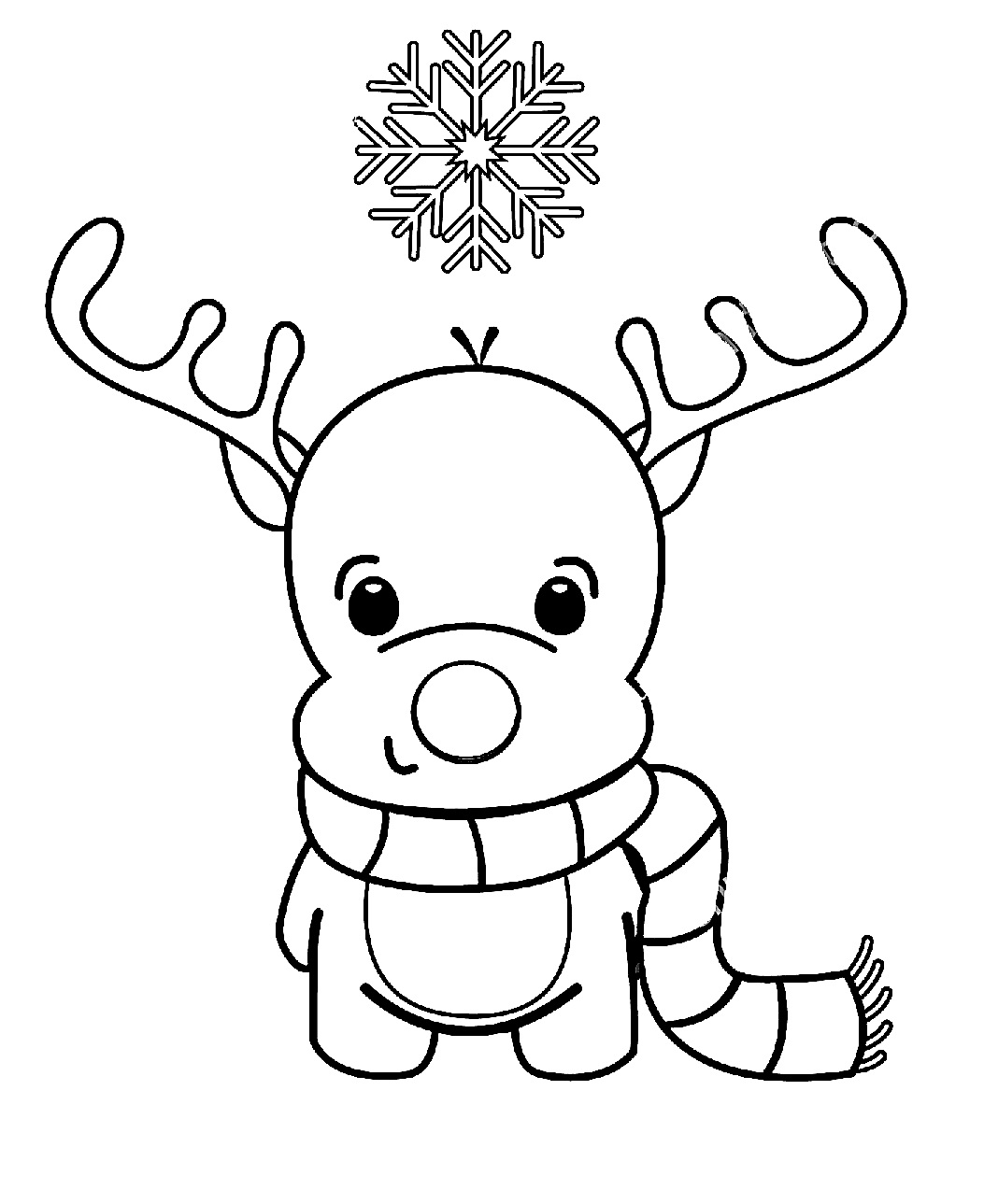 Cute reindeer with snowflake coloring page