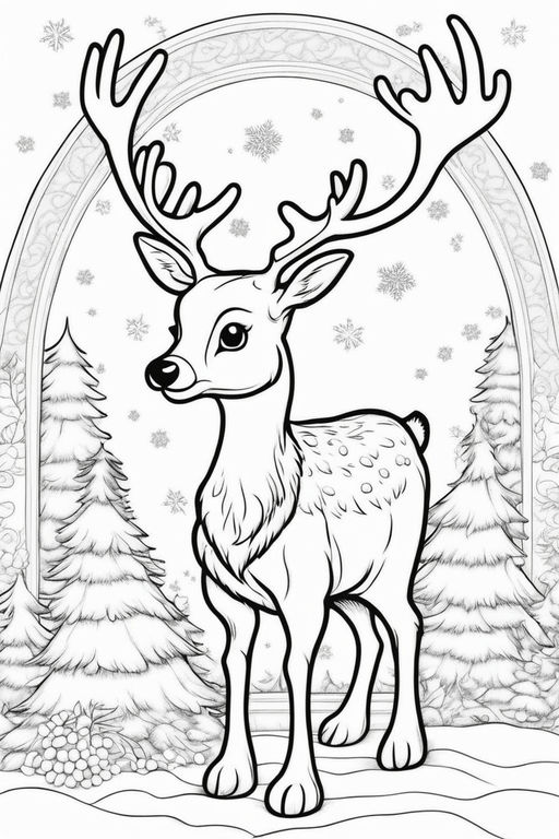 Christmas reindeer coloring sheet