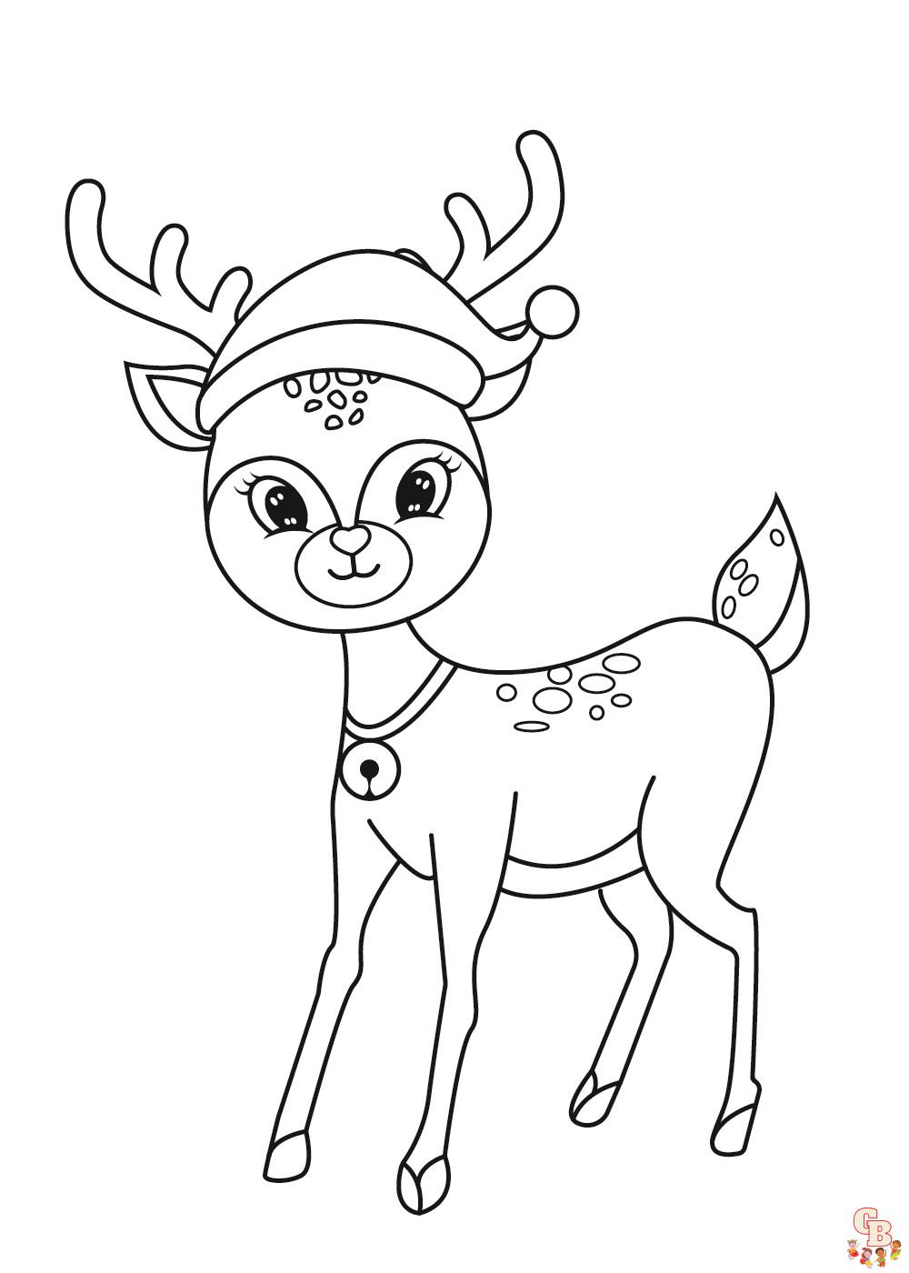 Cute reindeer coloring pages printable free and easy for kids
