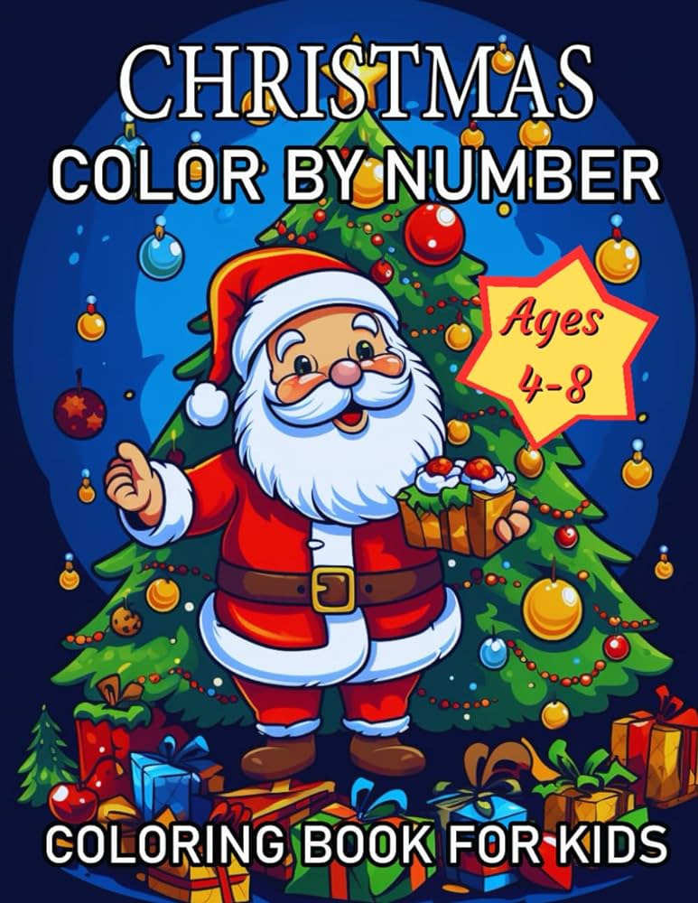 Christmas color by number coloring book for kids ages