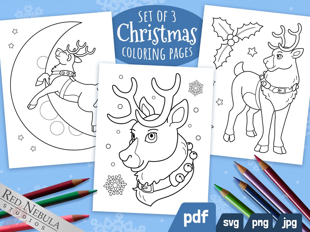 Reindeer coloring pages printable kids christmas activities christmaswinter holiday series