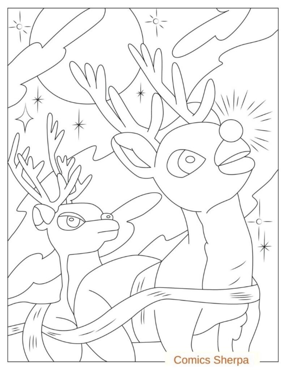 Free reindeer coloring pages print and download pdfs ics sherpa
