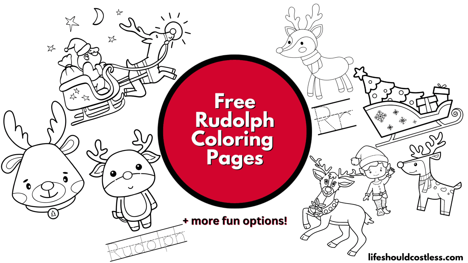 Rudolph coloring pages free printable pdf templates
