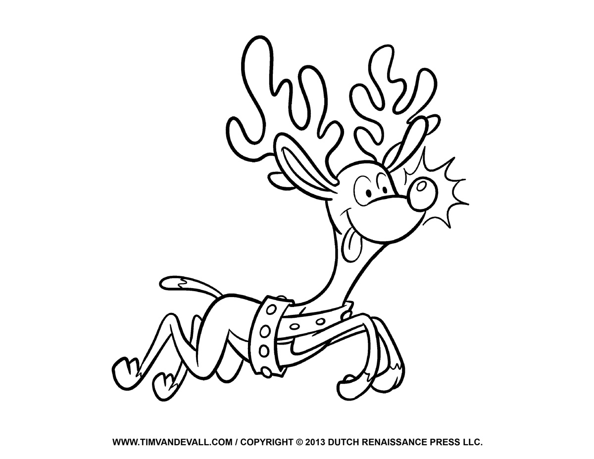 Free reindeer clipart template printable coloring pages for kids â tims printables
