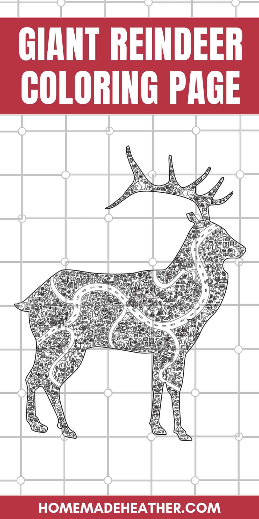 Giant reindeer coloring page printable homemade heather