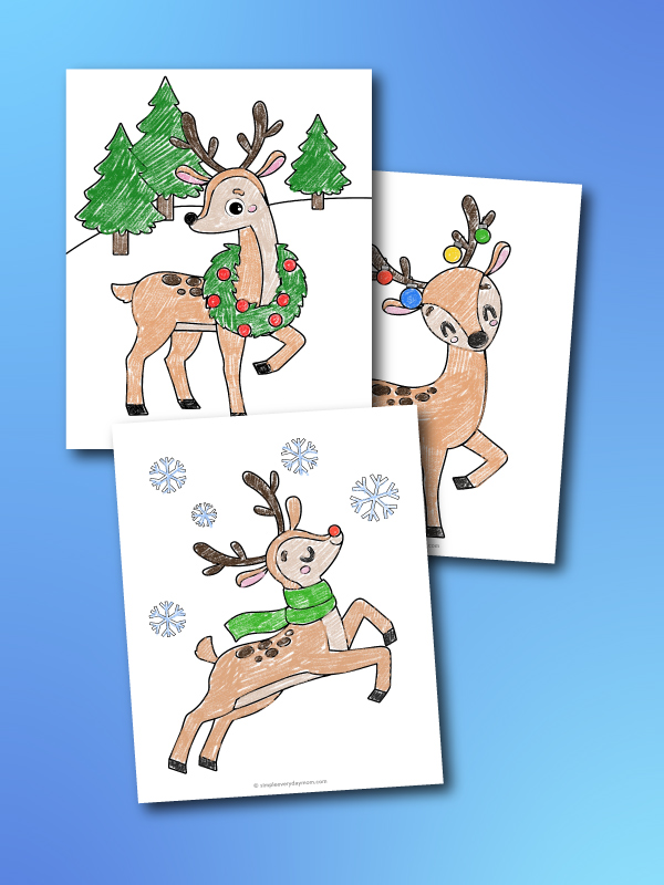 Reindeer coloring pages for kids free printable