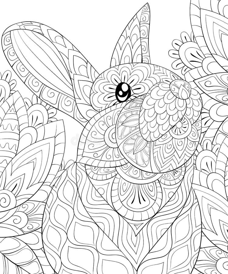Adult coloring bookpage a cute rabbit image for relaxing stock vector