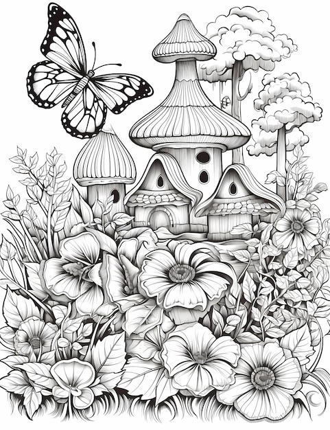Premium ai image butterfly haven relaxing adult coloring pages butterflies