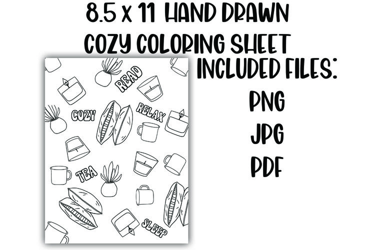 Cozy and relaxing adult coloring sheet