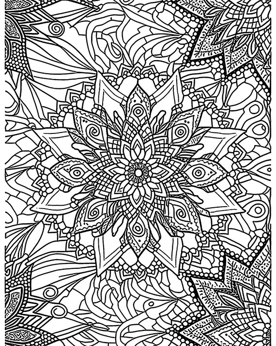 Relaxing adult colouring pages digital download