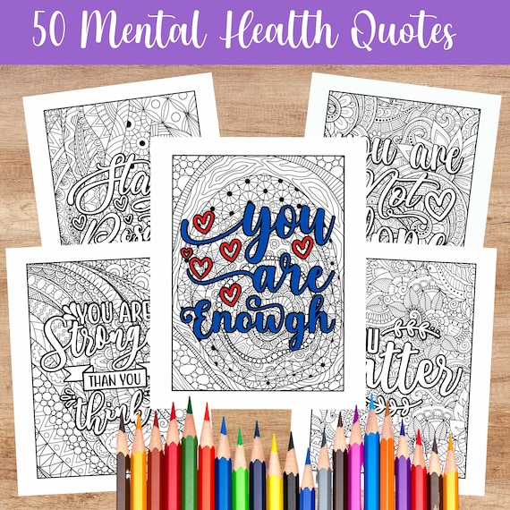 Adult coloring pages for mental health and relaxation printable inspirational self care teen sheets instant digital download