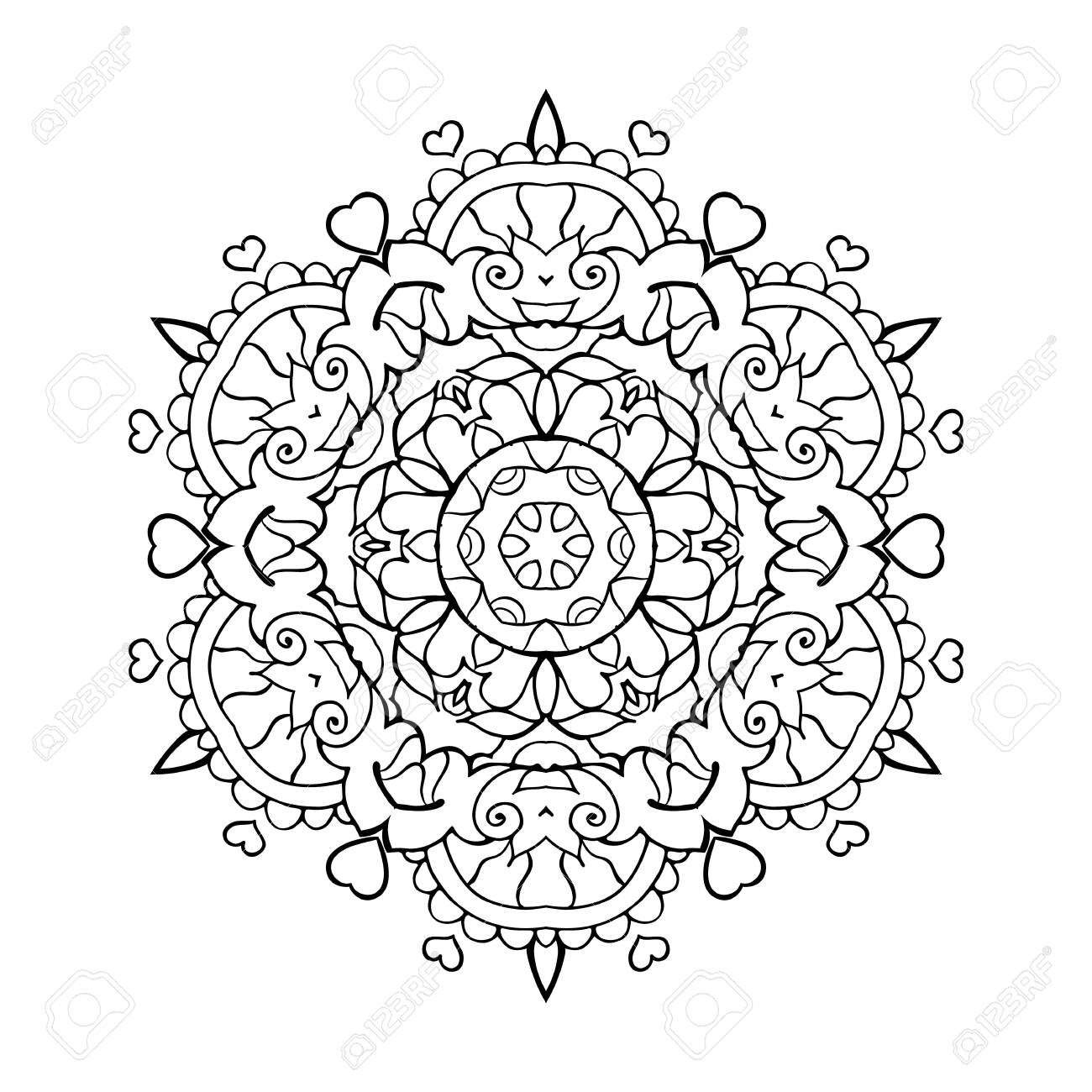 Mandala art for meditation color therapy adult coloring pages stress relief and relaxation valentine version with heart shape for valentines day gift royalty free svg cliparts vectors and stock illustration image