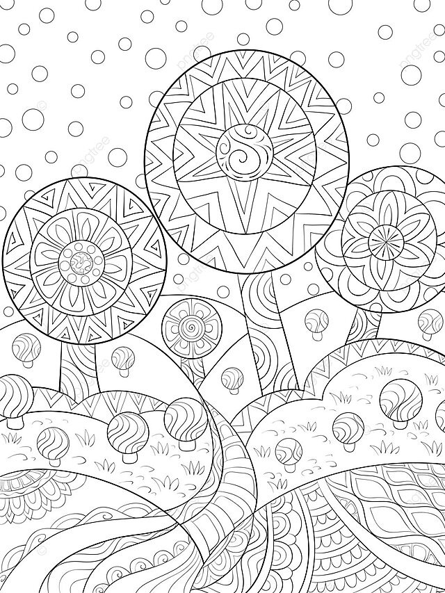 Abstract landscape coloring page from adult coloring book to induce relaxation vector book drawing landscape drawing ring drawing png and vector with transparent background for free download