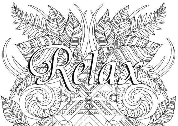 Relax coloring page adult coloring page affirmations quotes printable pdf instant downloadable pdf