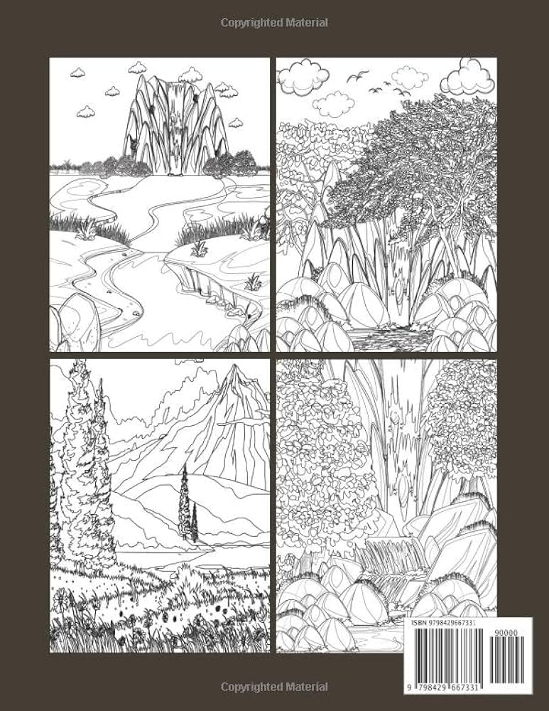 Landscape coloring book wonderful coloring pages with beautiful outdoors relaxing nature scenes adult coloring book publisher carla books