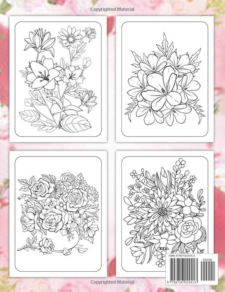 Flowers adult coloring book easy flower coloring book for adult relaxation with large print floral design coloring pages for seniors and beginners patterns and a variety of flower designs
