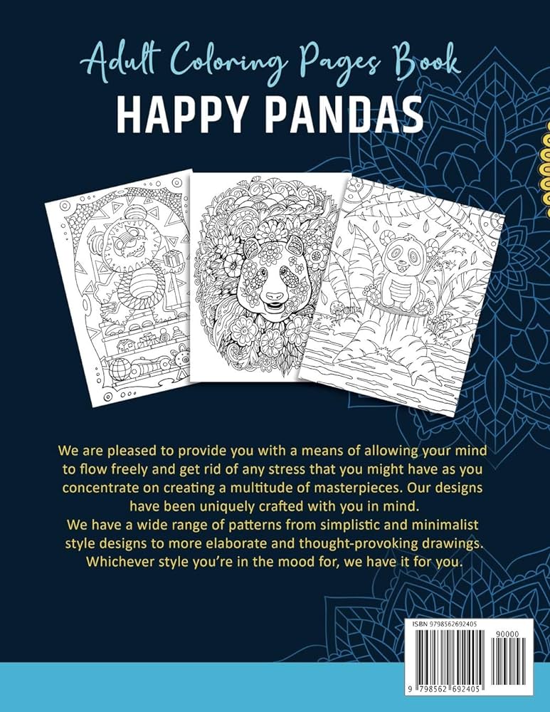 Adult coloring pages book panda designs relaxation stress relief art book for concentration and focus echeverria luis angel books