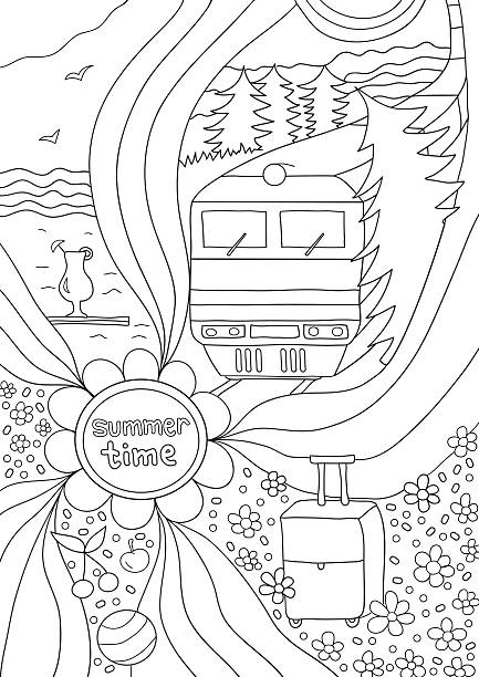 Time to relax coloring page for adults antistress stock illustration